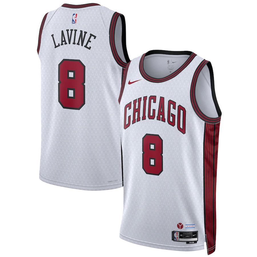 Men Chicago Bulls 8 Zach LaVine Nike White City Edition 2022-23 Swingman NBA Jersey